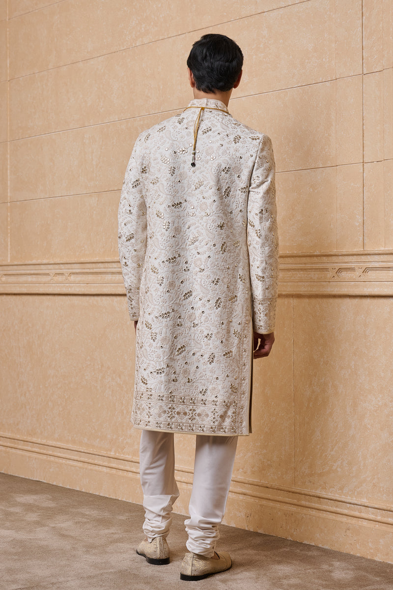 Ivory Sherwani In Thread And Gota Work