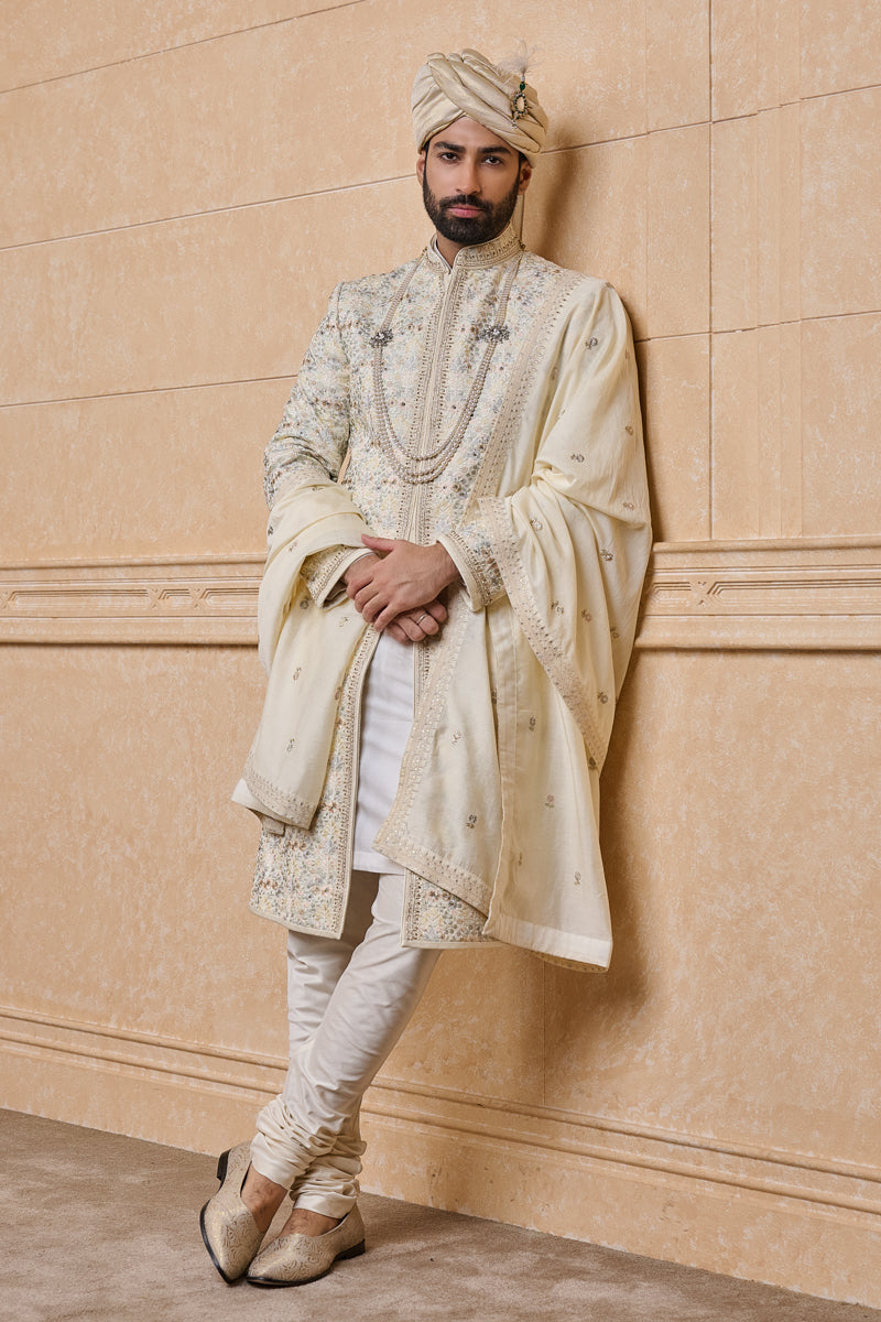 Ivory All Over Embroidered Sherwani