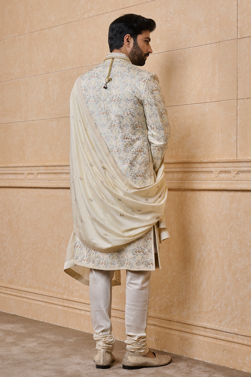 Ivory All Over Embroidered Sherwani