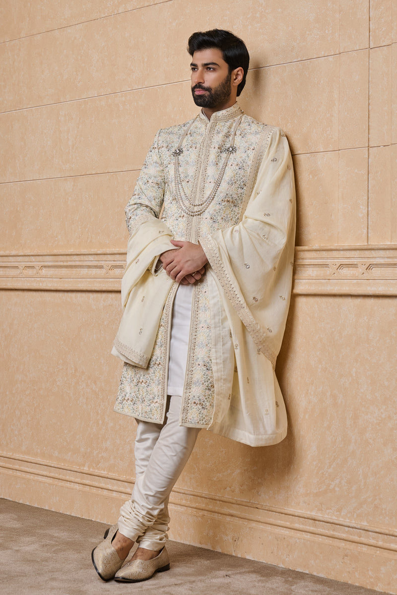 Ivory All Over Embroidered Sherwani