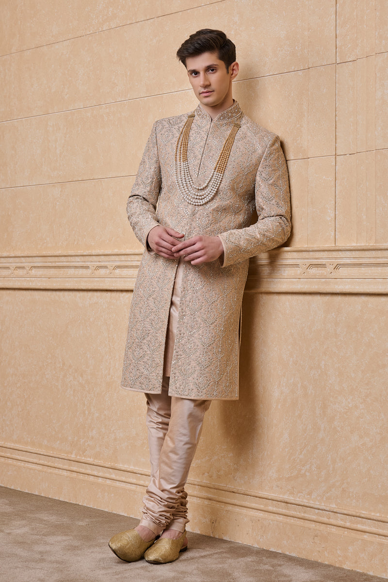 Pink All Over Embroidered Sherwani