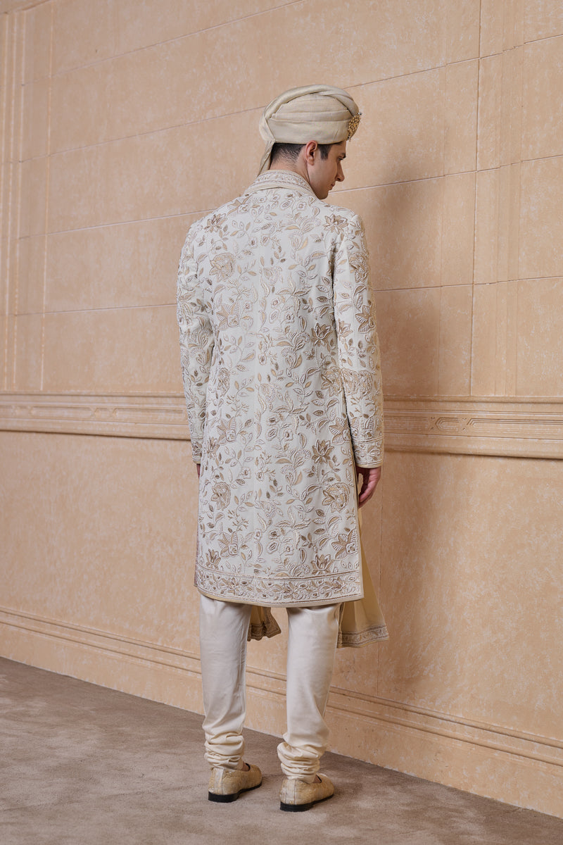 Ivory Pearl Hand Embroidered Sherwani