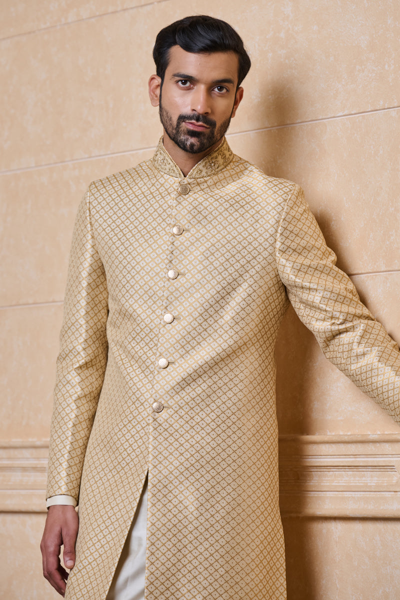 Ivory Brocade Sherwani