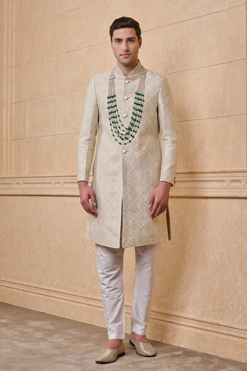 Ivory Brocade Sherwani