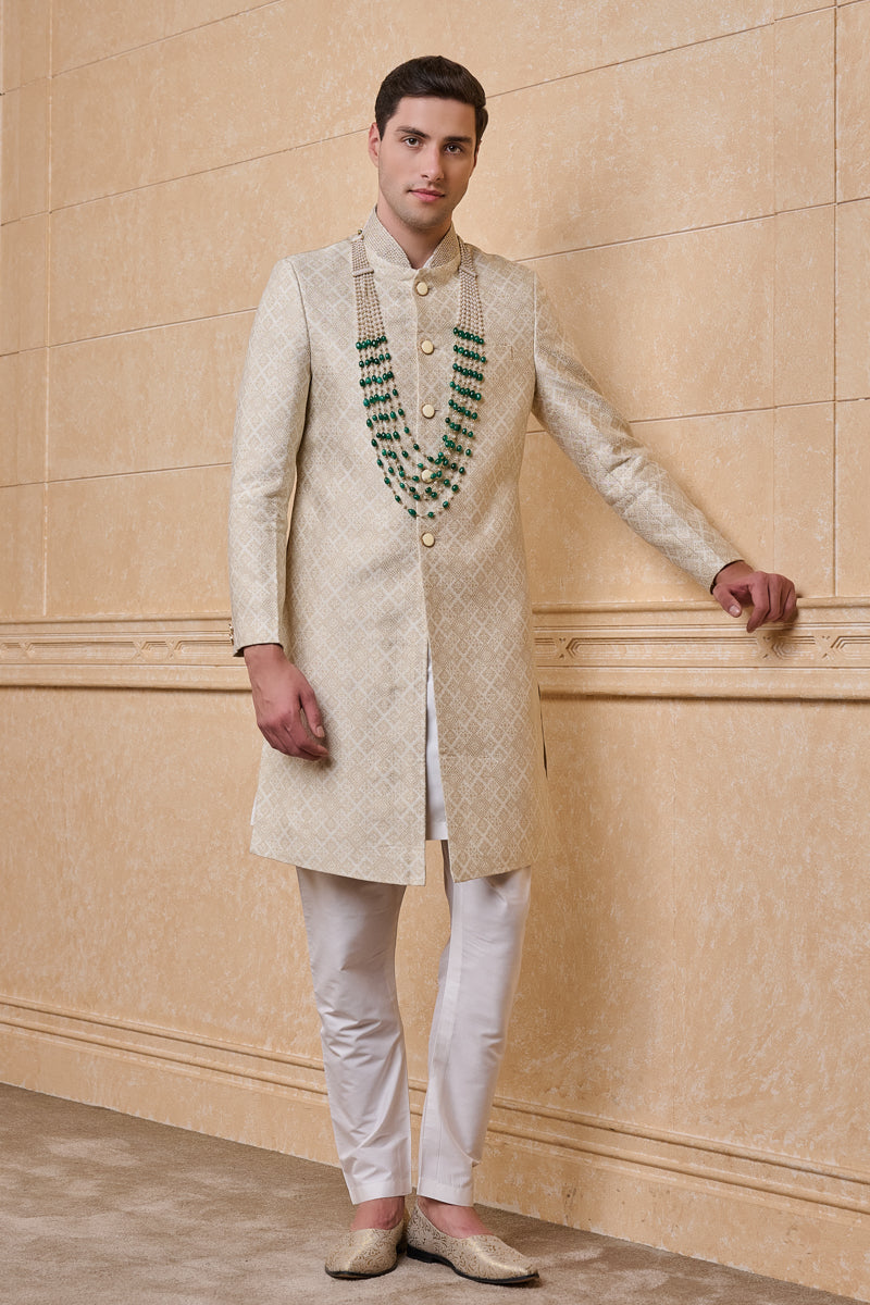 Ivory Brocade Sherwani