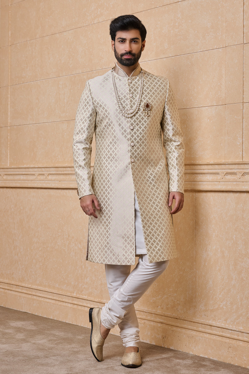 Ivory Brocade Sherwani