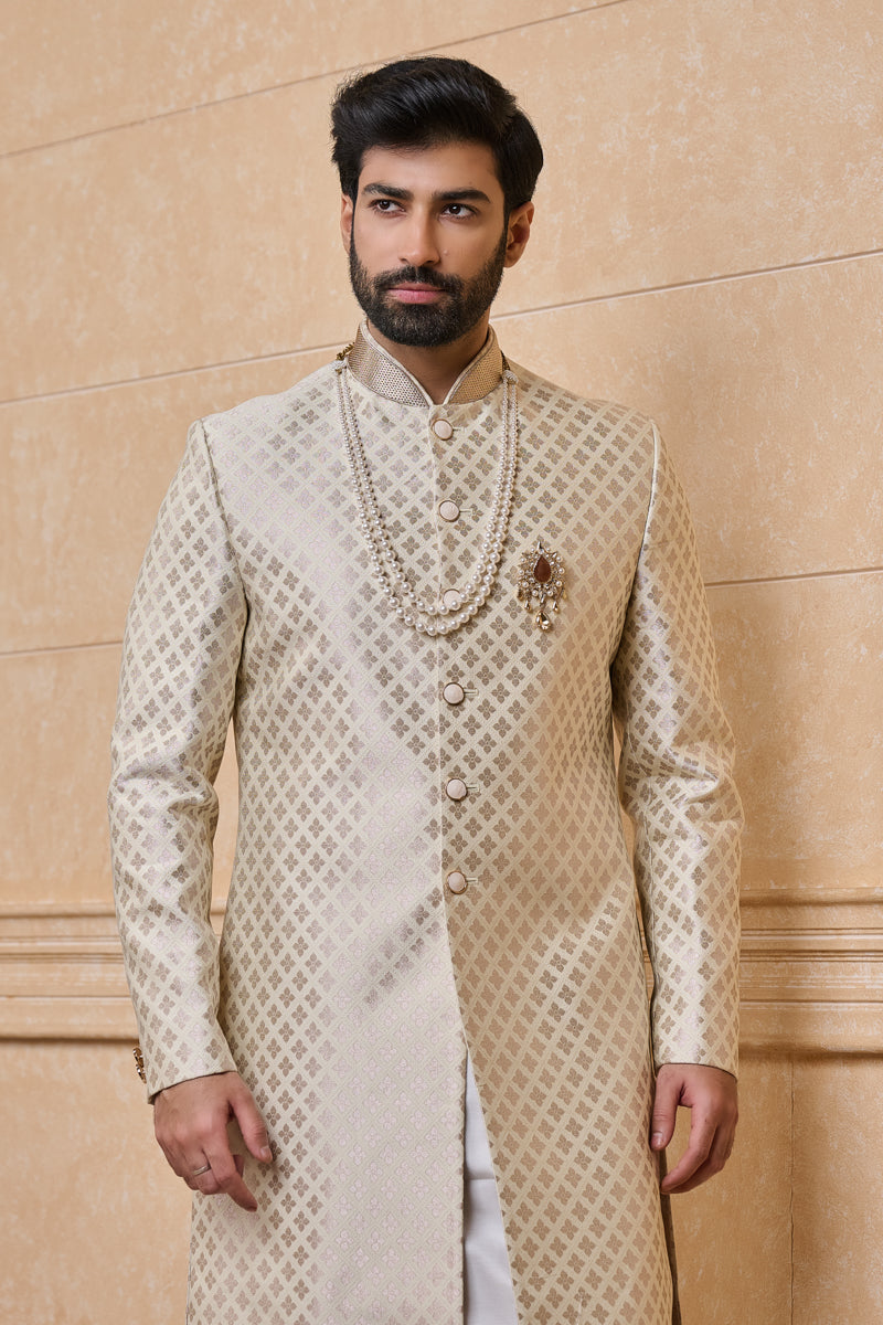 Ivory Brocade Sherwani