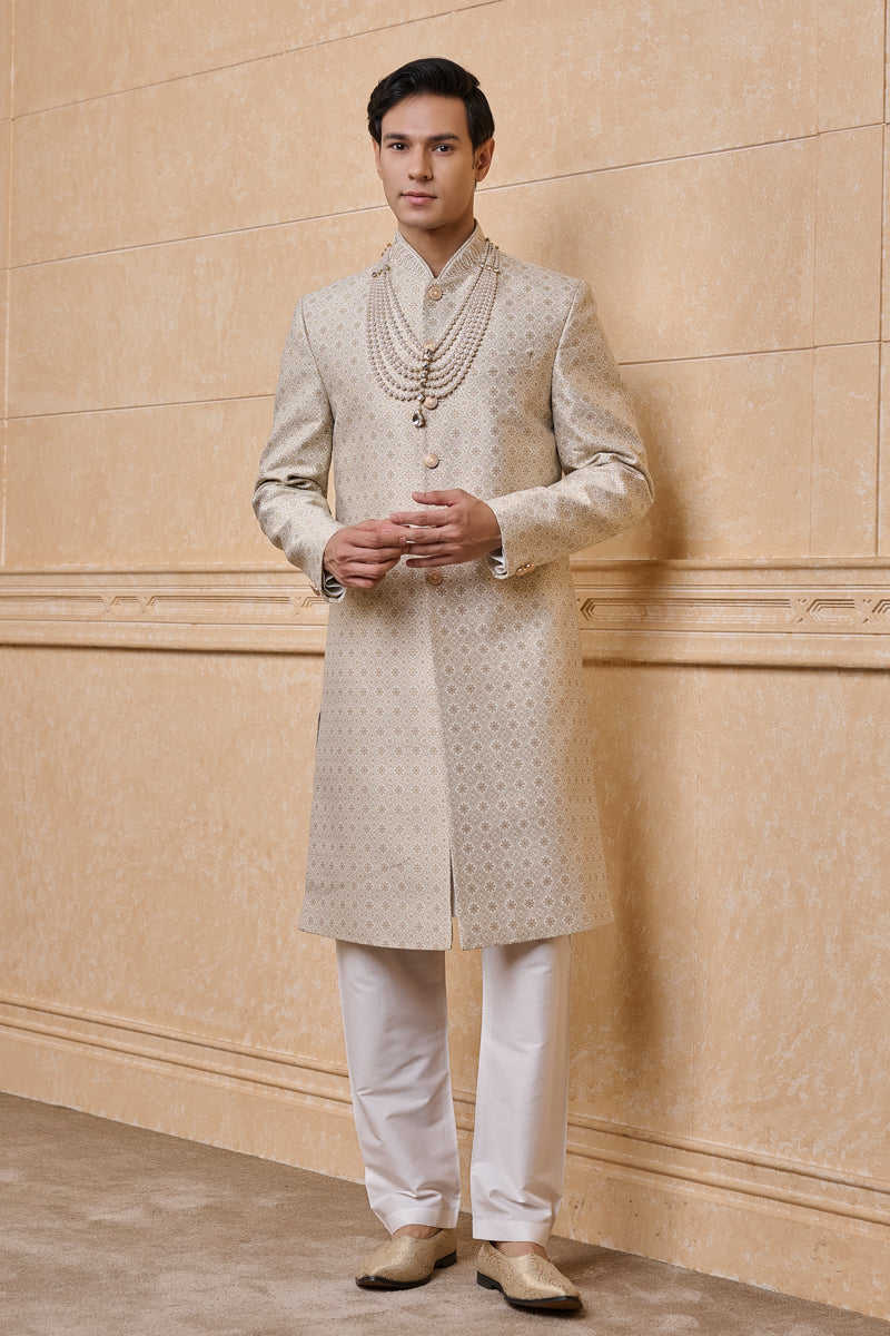 Ivory Brocade Sherwani