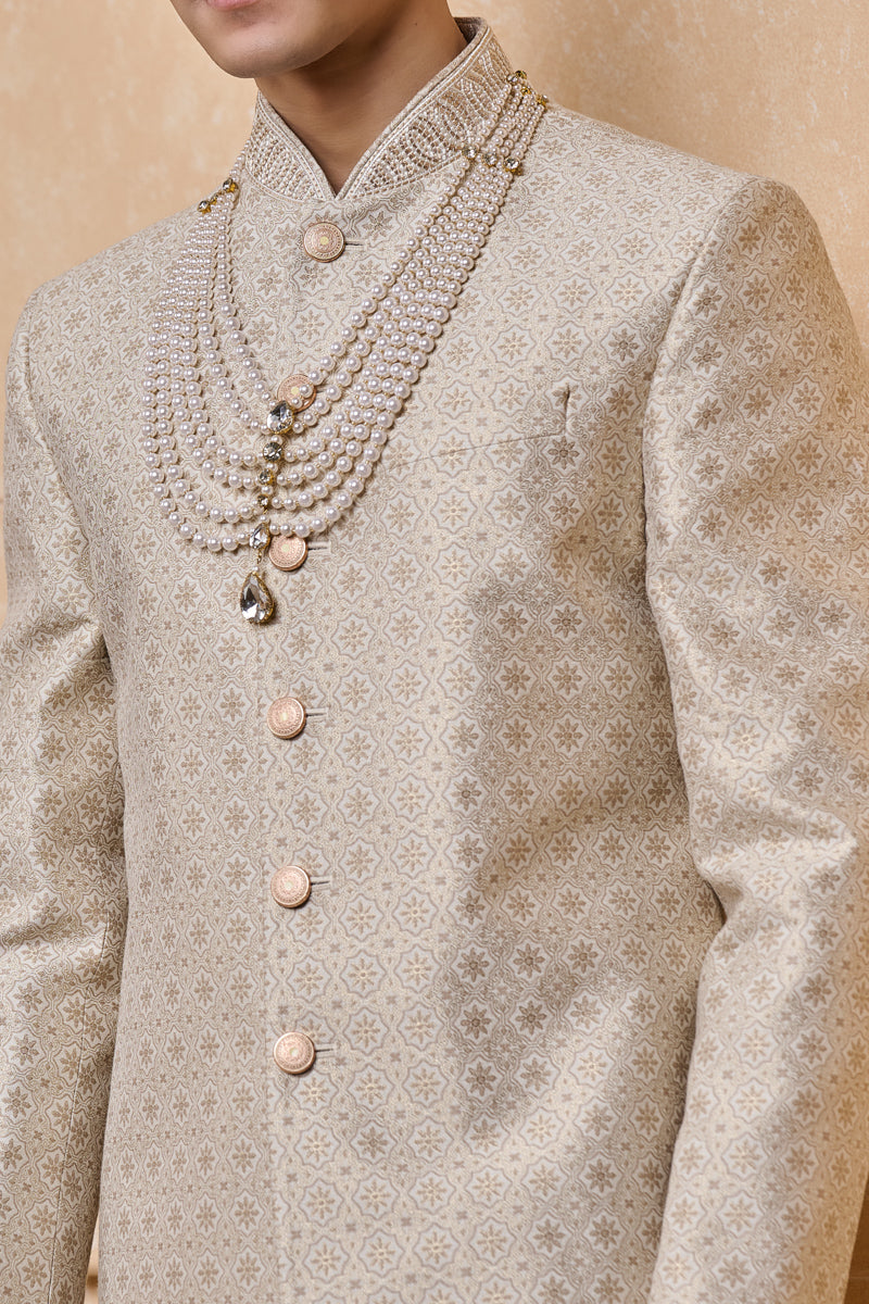 Ivory Brocade Sherwani