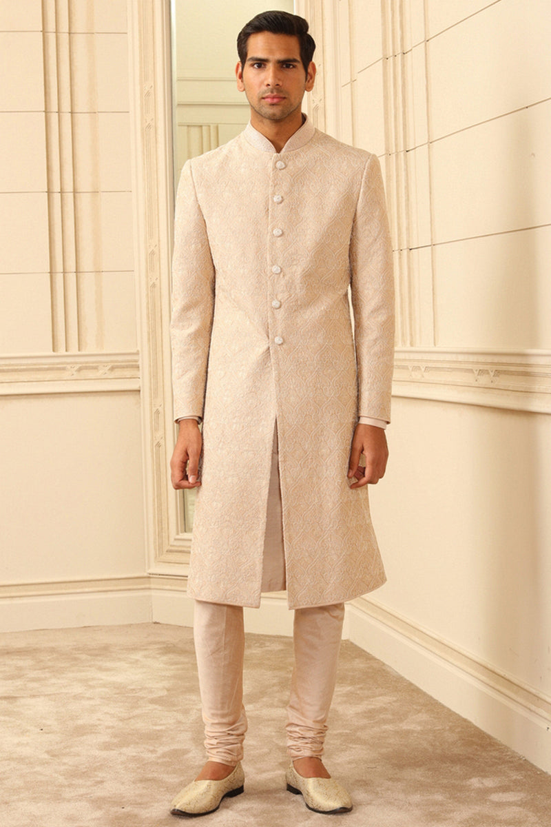 Pink All Over Resham Embroidered Sherwani