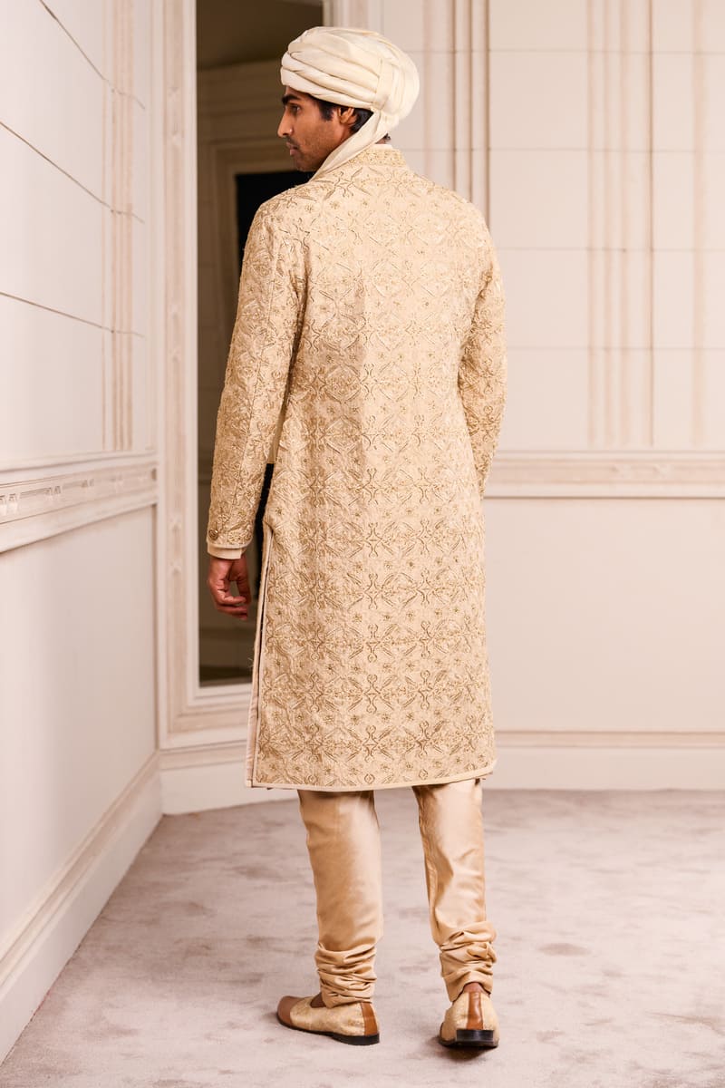 Beige Embroidered Sherwani