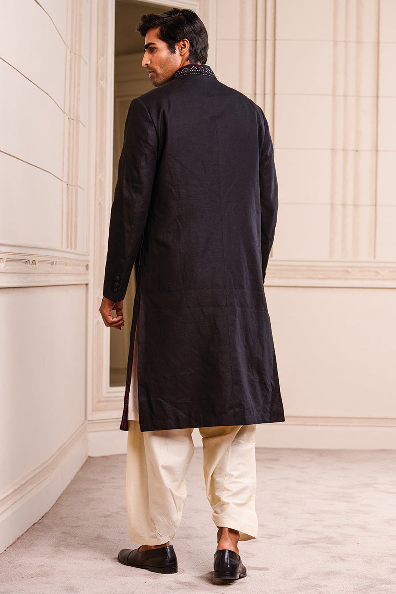 Black Linen Sherwani