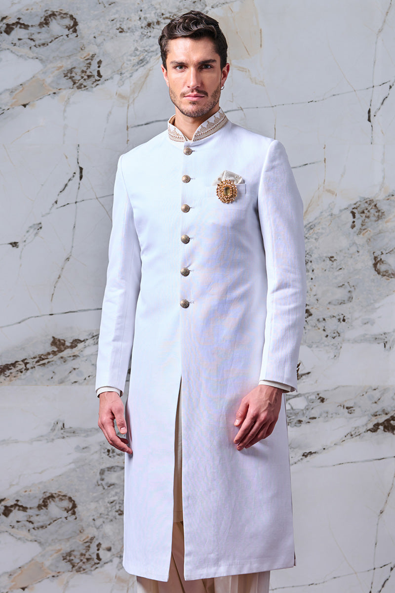 Ivory Linen Sherwani