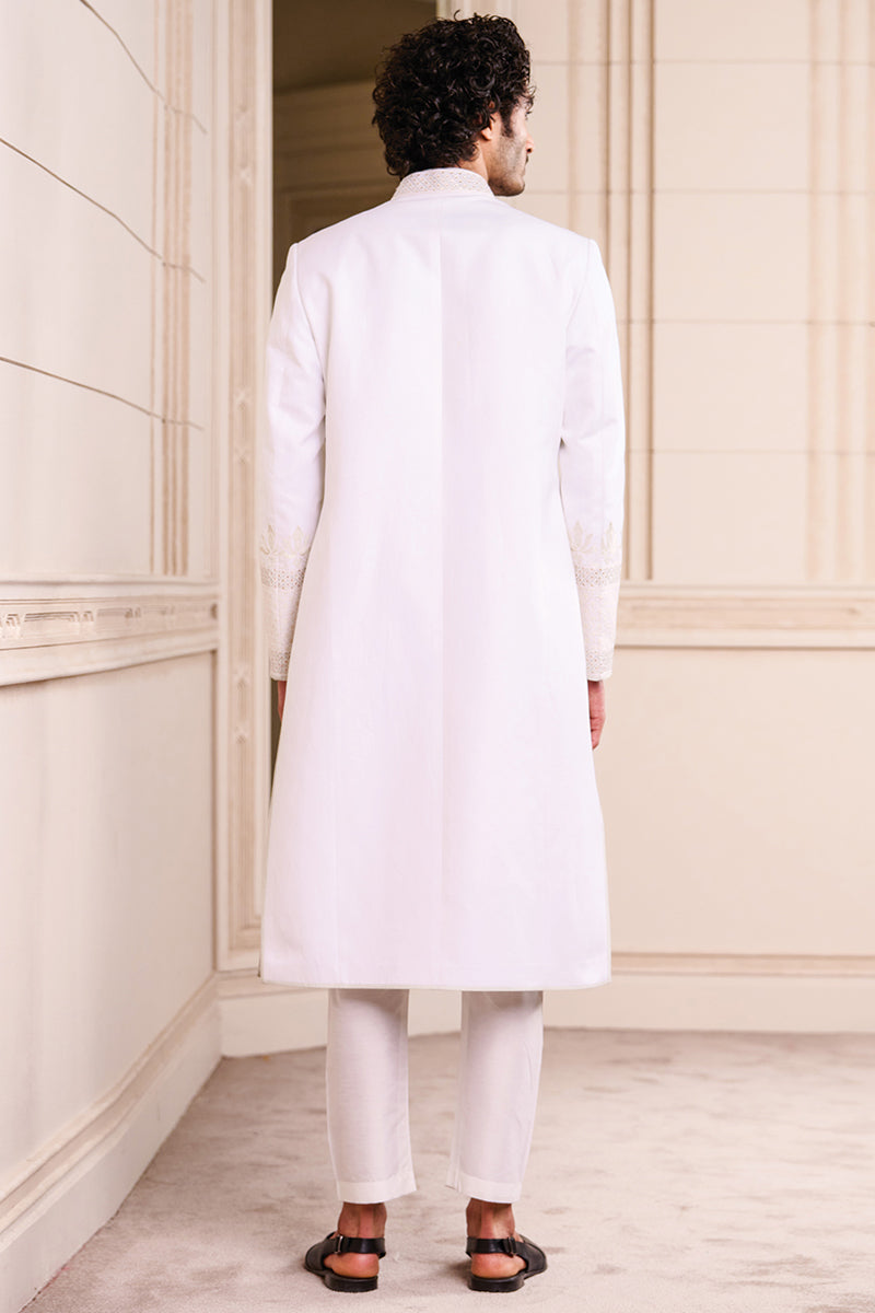 White Linen Swarovski Sherwani