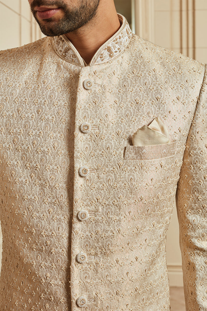 Ivory Brocade Embroidered Sherwani