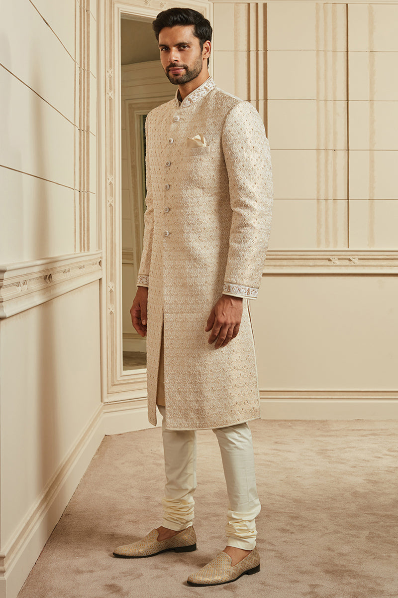 Ivory Brocade Embroidered Sherwani