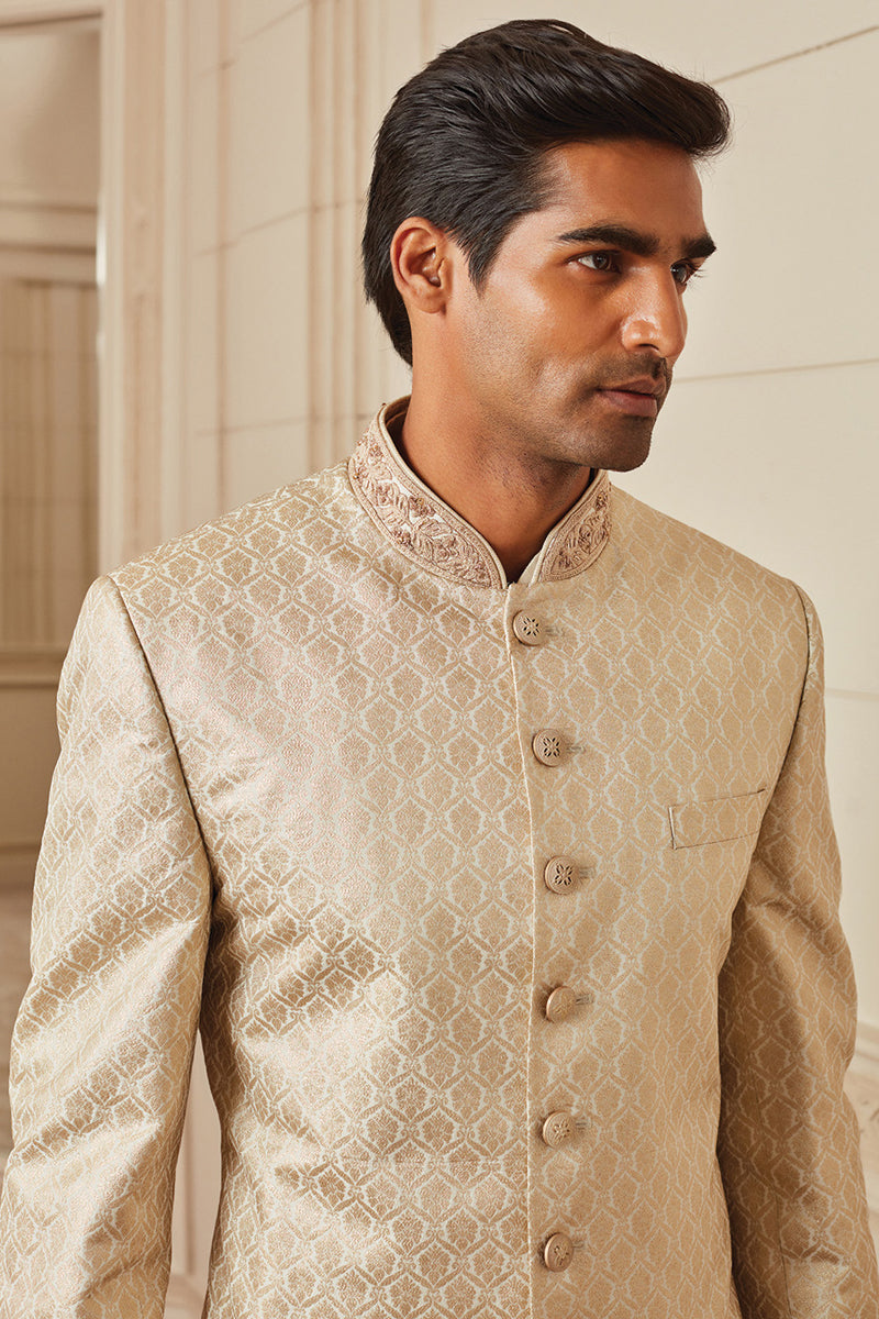 Ivory Zari Brocade Sherwani