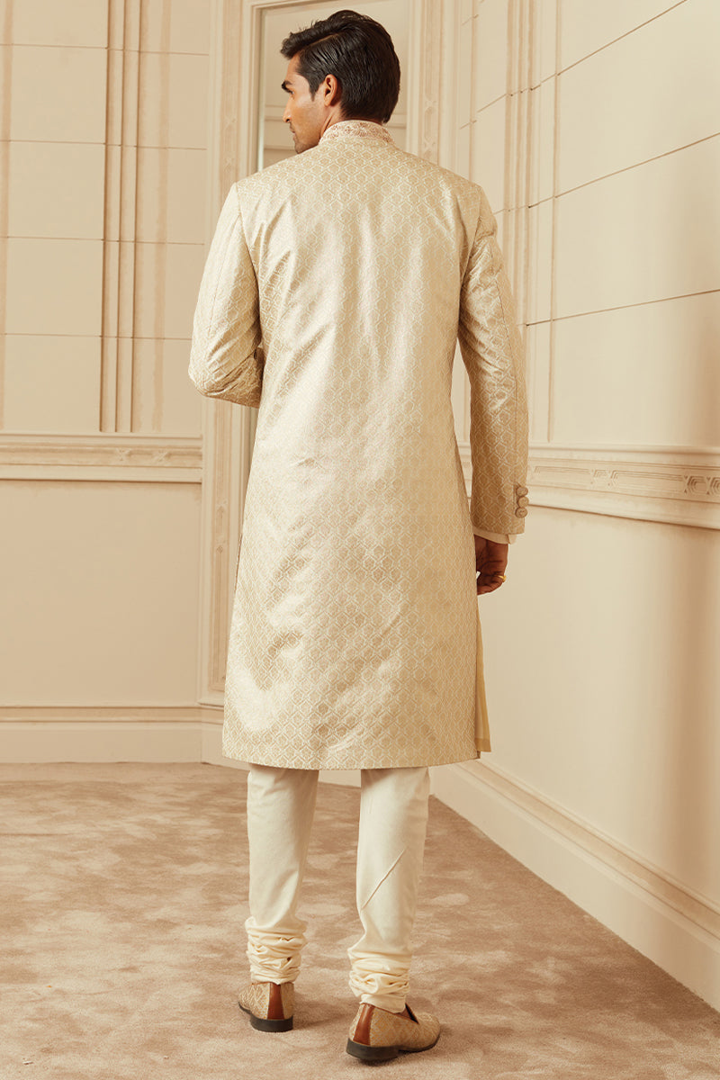 Ivory Zari Brocade Sherwani