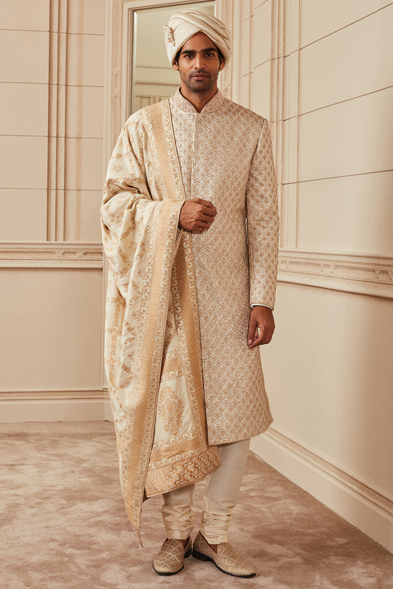 Ivory Brocade Sherwani