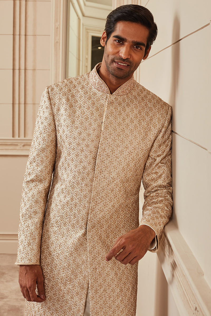 Ivory Brocade Sherwani