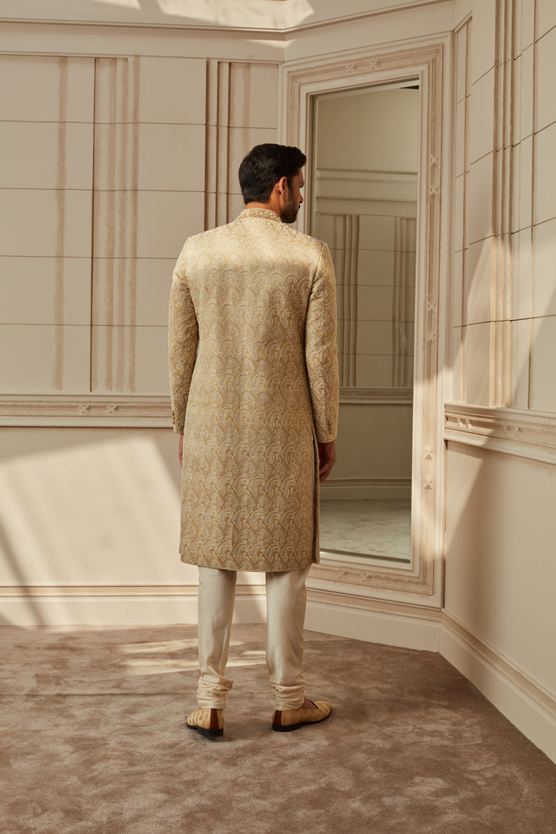 Ivory Zardozi Embroidered Brocade Sherwani