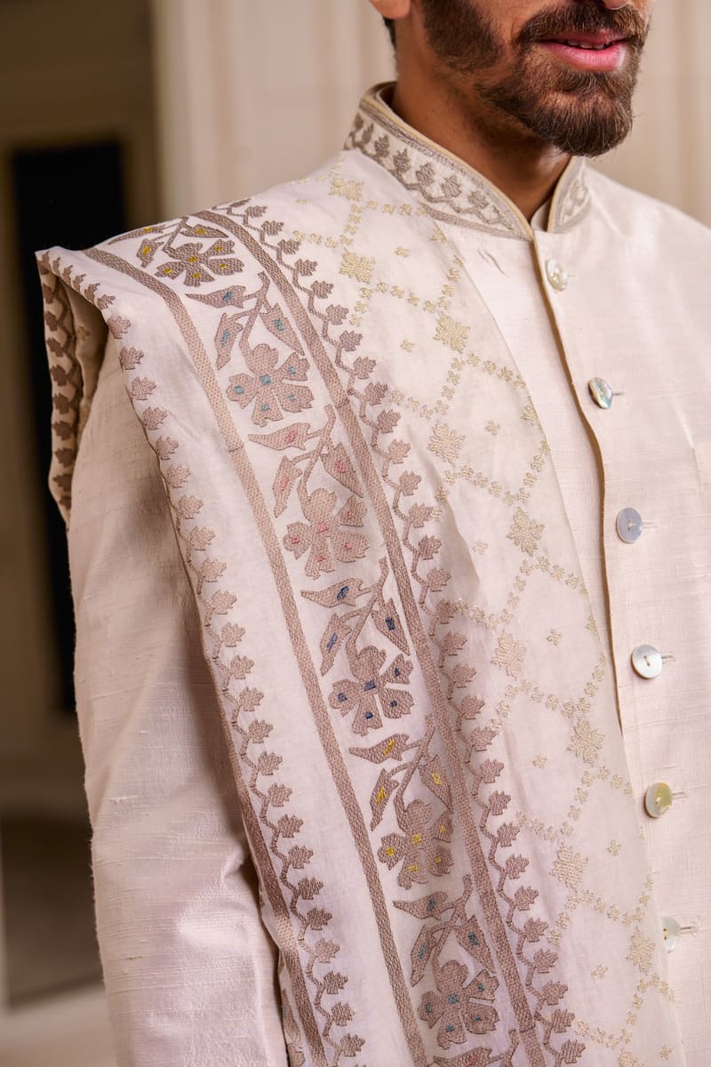 Ivory Classic Silk Sherwani