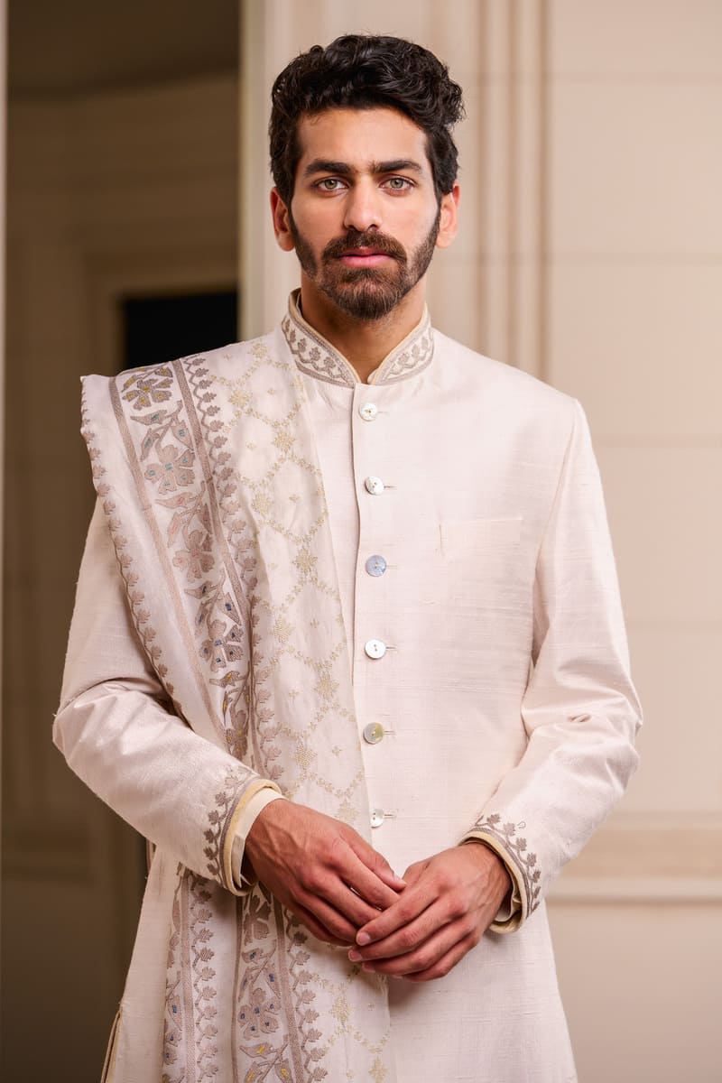 Ivory Classic Silk Sherwani