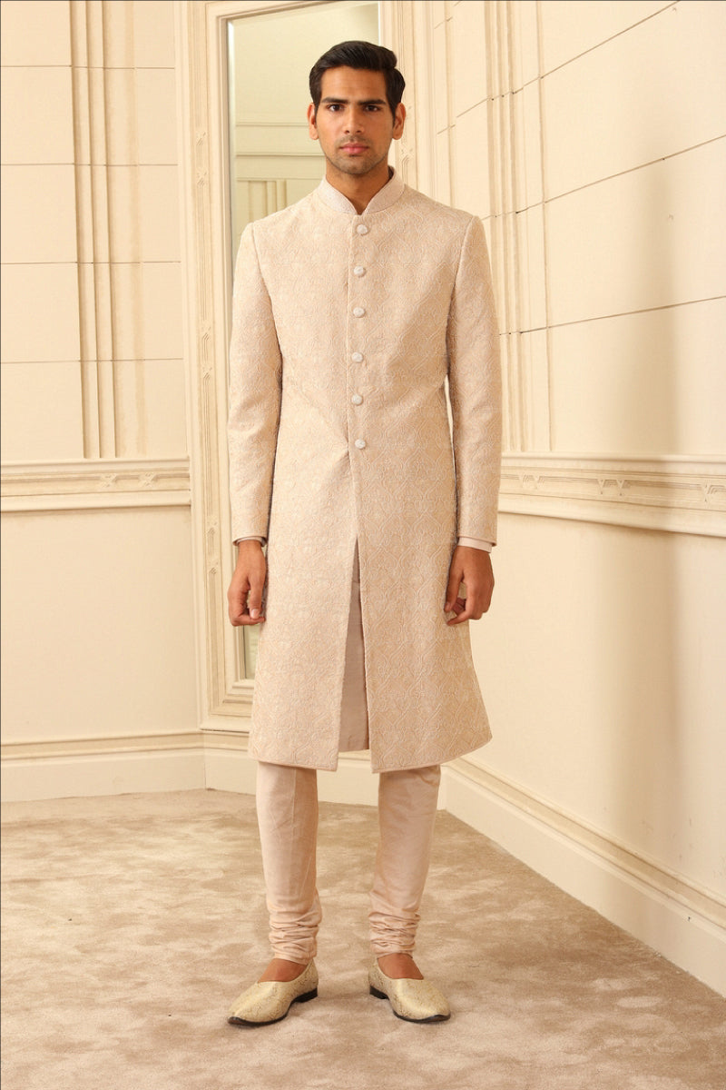 Nude Resham Embroidered Sherwani