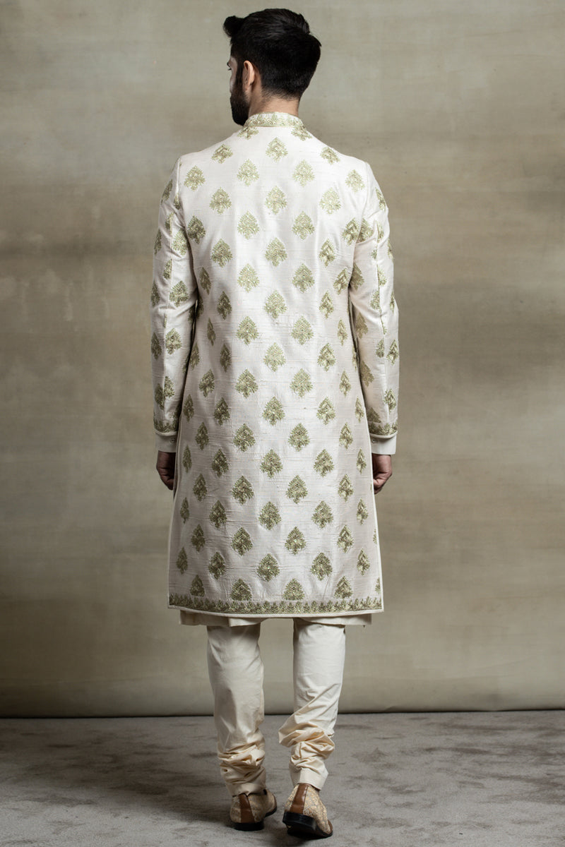 Ivory Zardozi Embroidered Sherwani