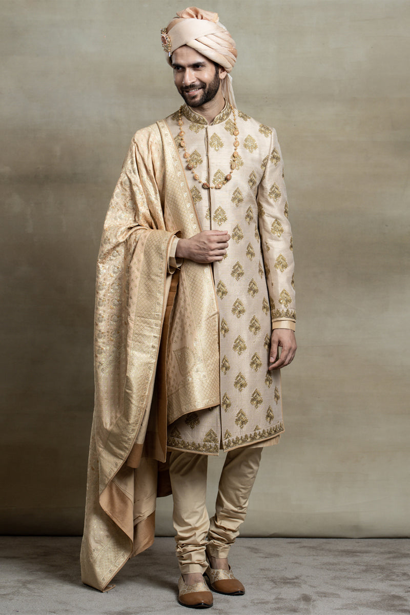 Gold Zardozi Embroidered Sherwani