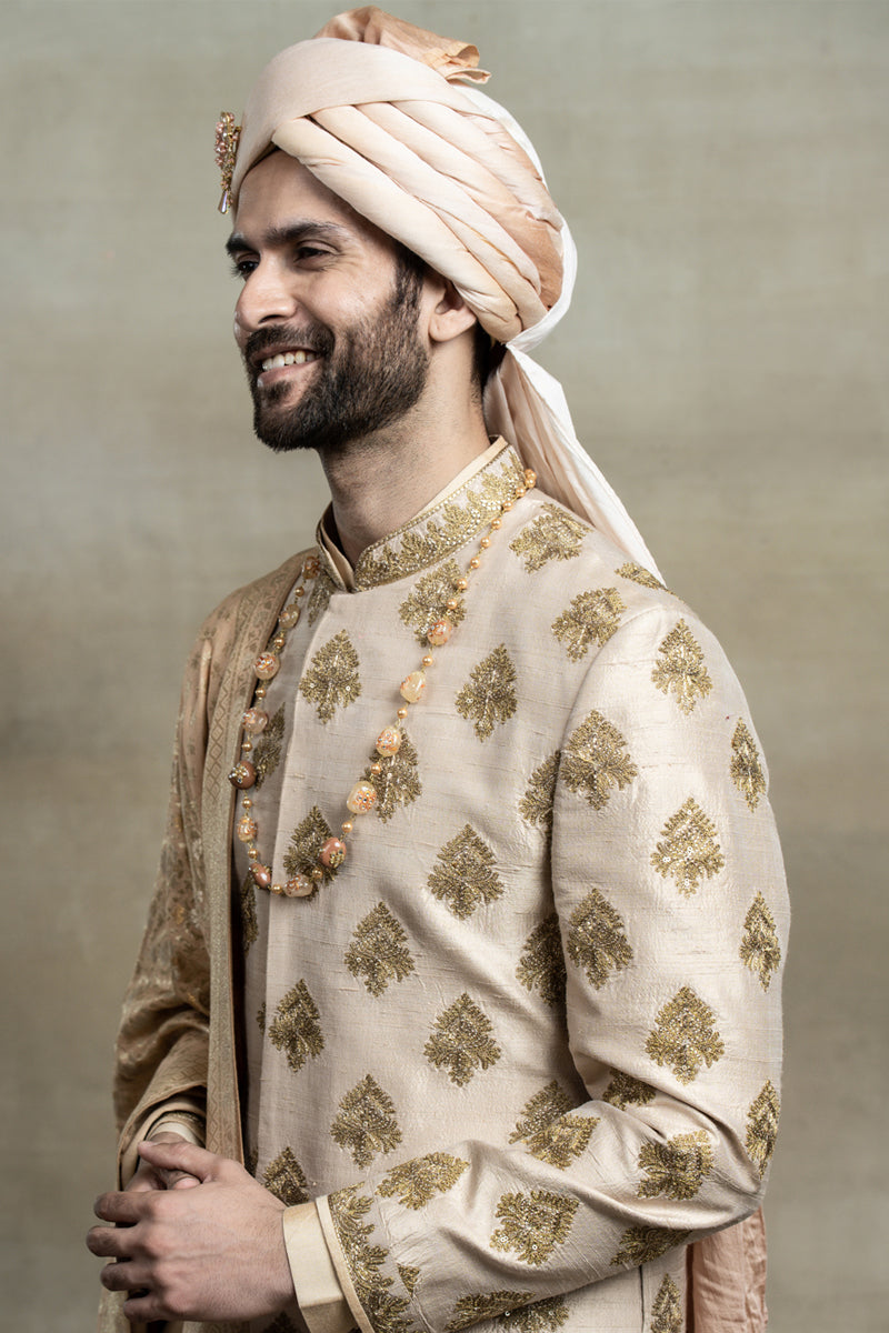 Gold Zardozi Embroidered Sherwani