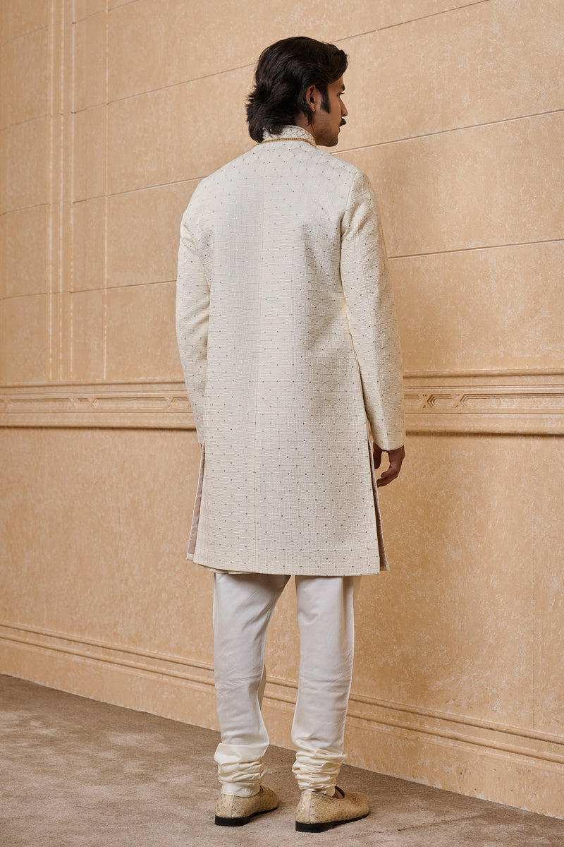 Ivory All Over Thread Embroidered Sherwani