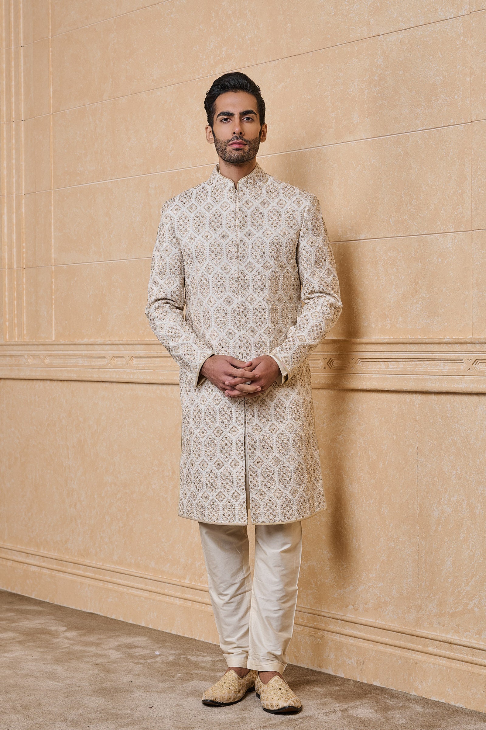 Ivory All Over Hand Embroidered Sherwani