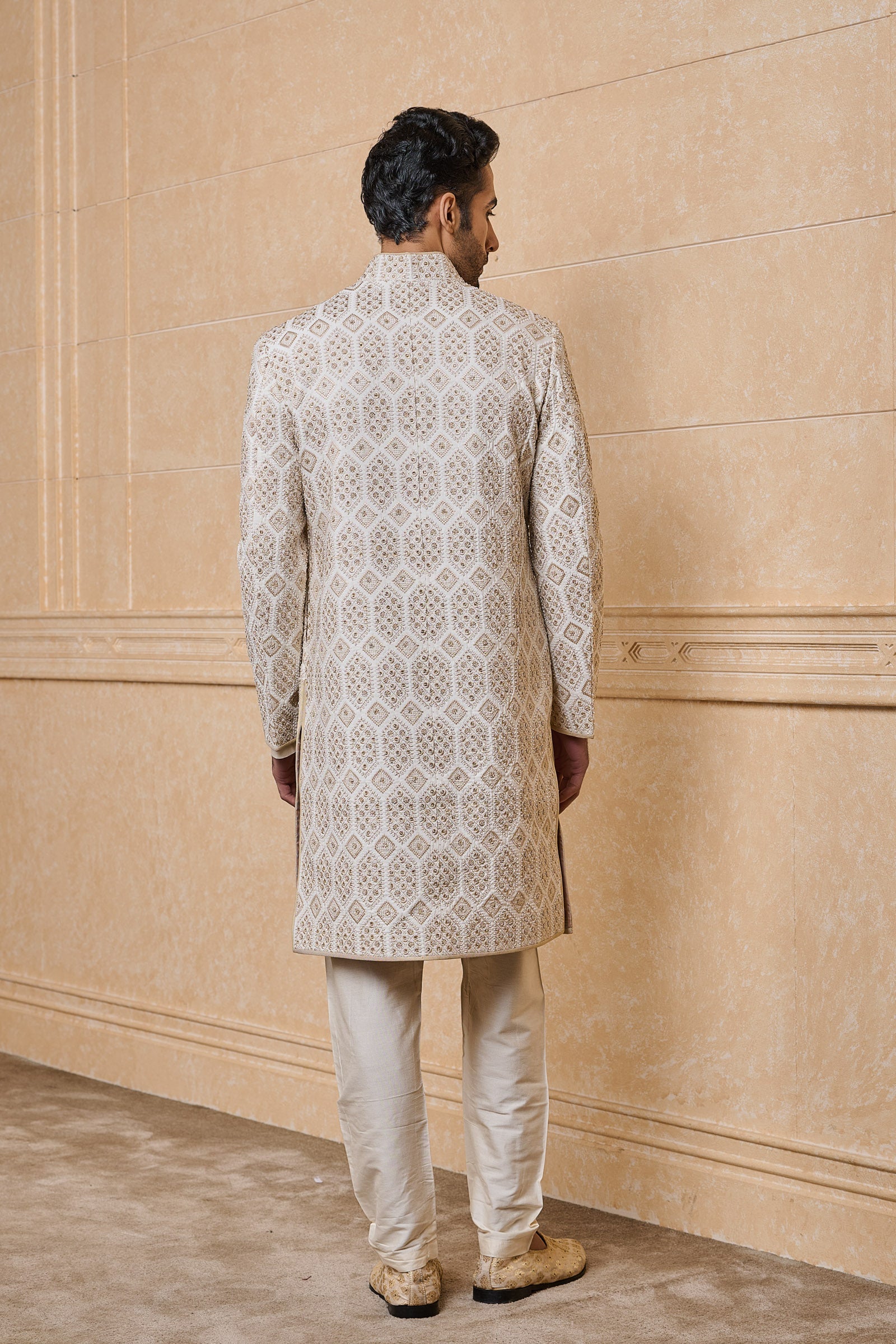 Ivory All Over Hand Embroidered Sherwani