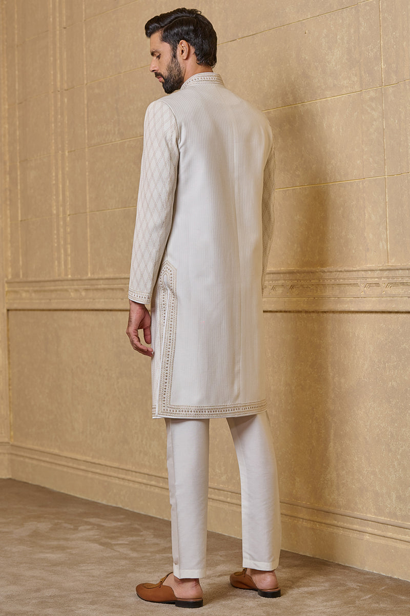 Textured Sherwani With Aari Embroidery