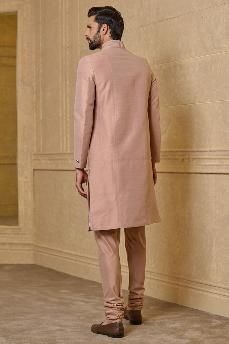 Pink Sherwani With Embroidered Collar