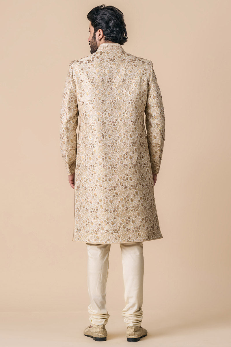 Ivory Sherwani With All Over Zardozi AND Dori Work