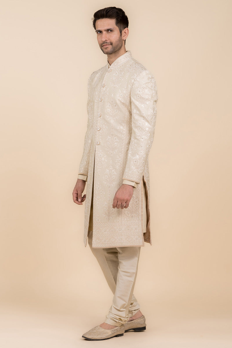 Gold Pearl Highlighted Embroidered Sherwani