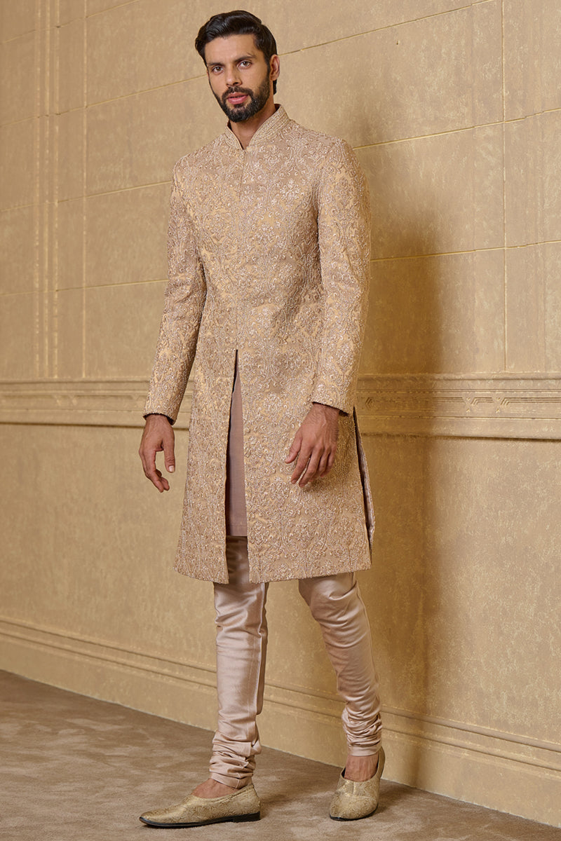 Pink Floral Embroidered Sherwani