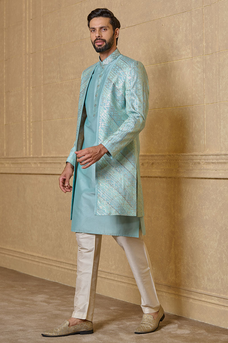 Aqua Open Front Sherwani