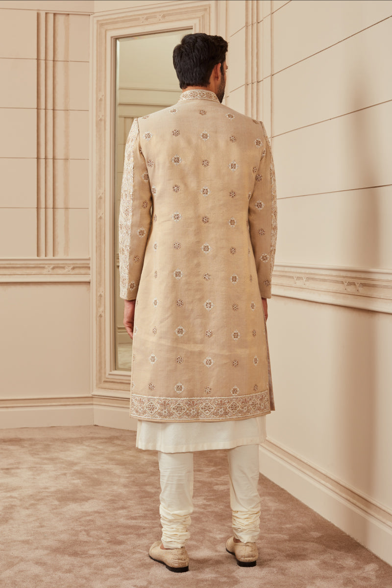 Gold Tissue Resham Brocade Sherwani