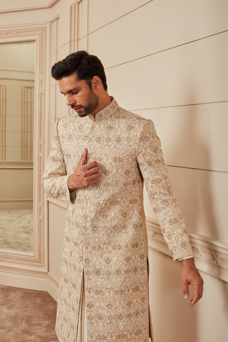 Gold Tissue Resham Brocade Sherwani