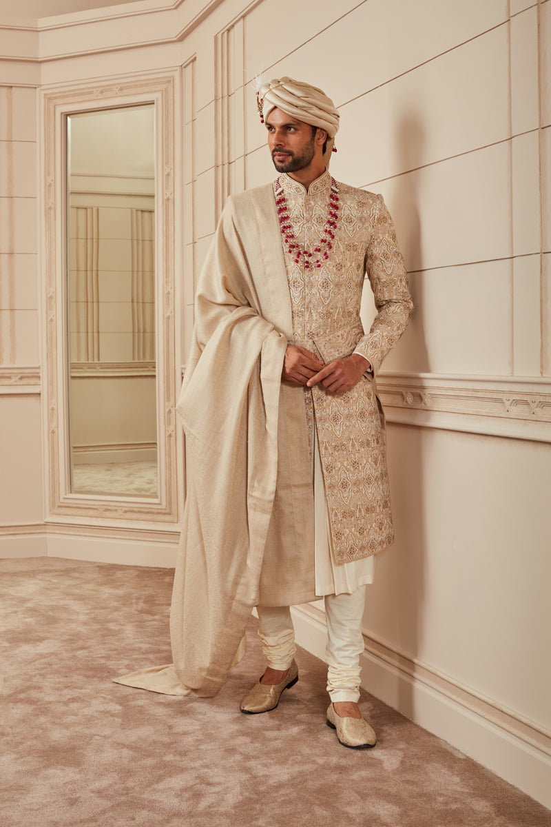 Gold Tissue Resham Brocade Sherwani