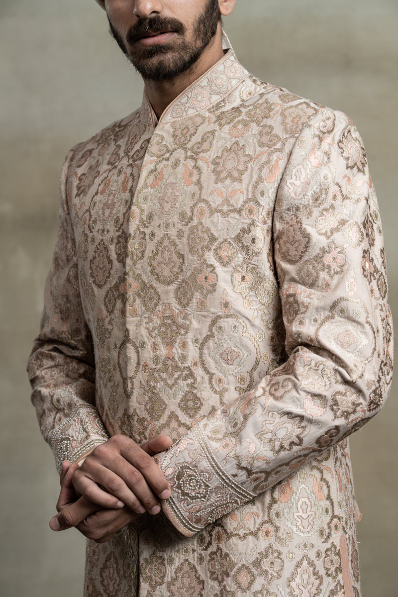 Pink All Over Embroidered Sherwani