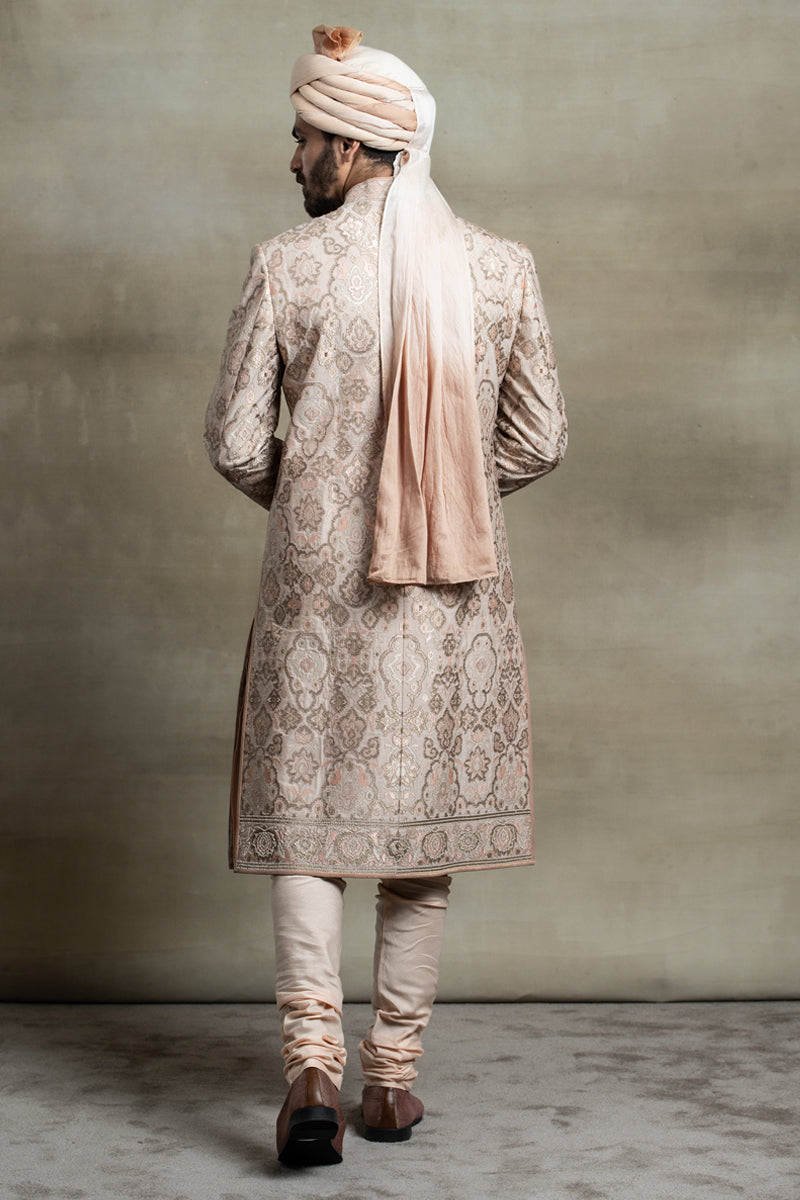 Pink All Over Embroidered Sherwani