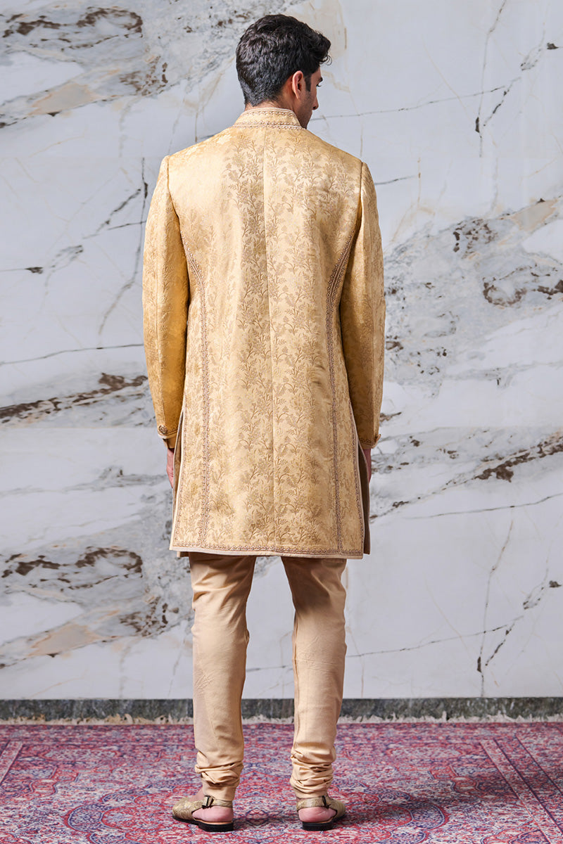 Gold All Over Java Embroidered Brocade Sherwani