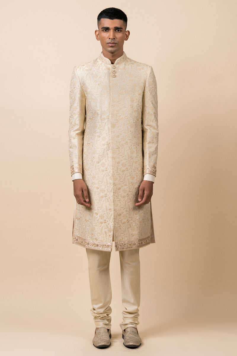 Gold All Over Embroidered Sherwani