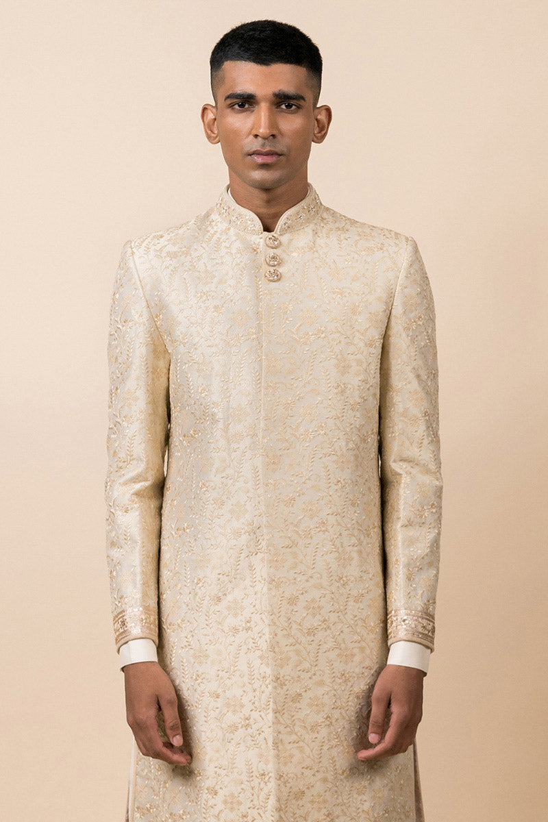 Gold All Over Embroidered Sherwani