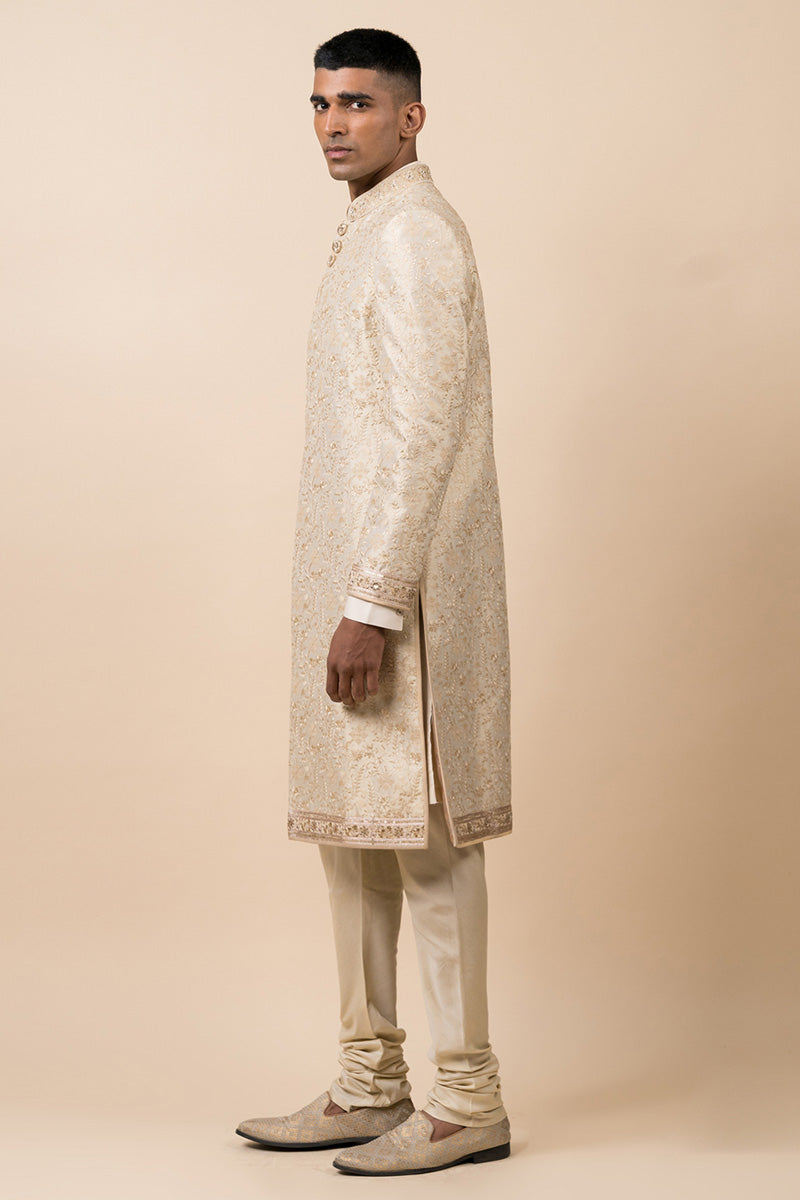 Gold All Over Embroidered Sherwani