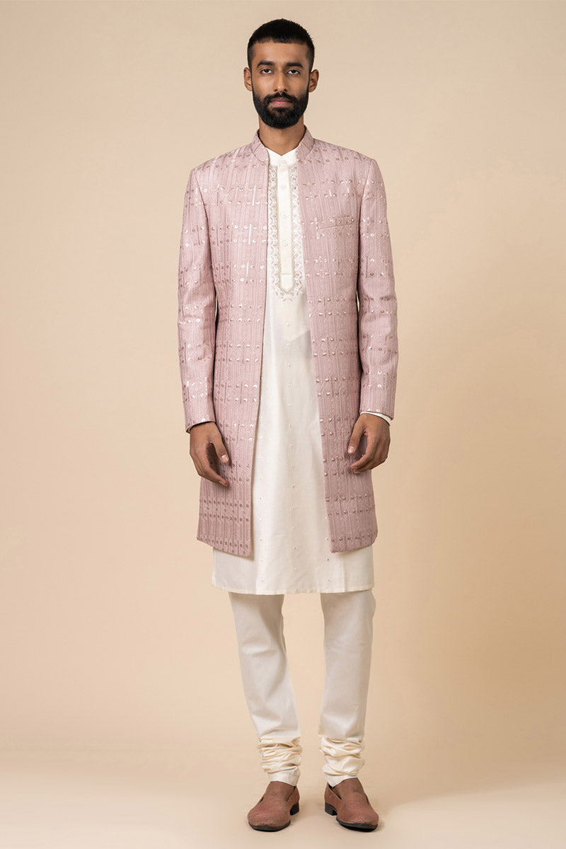 Pink All Over Embroidered Sherwani